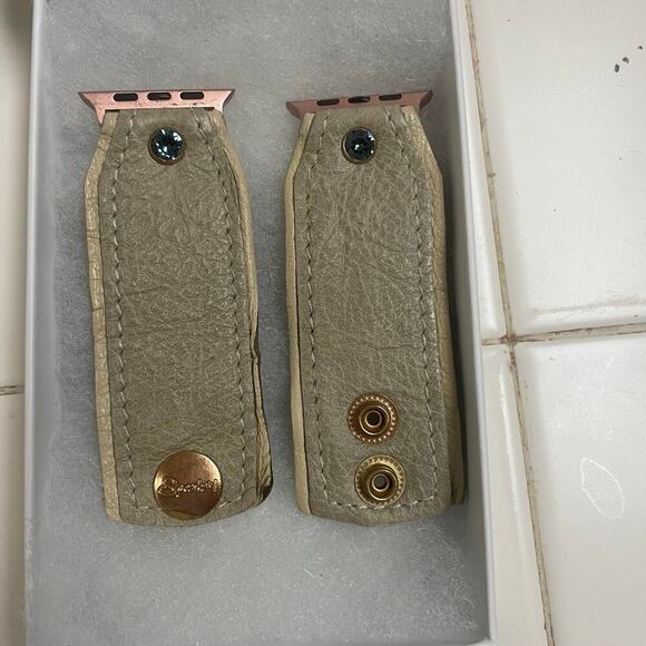 Upcycled Spark*l Bands Bone Blue Crystal Gold Apple Watch Band - Picture 1 of 5